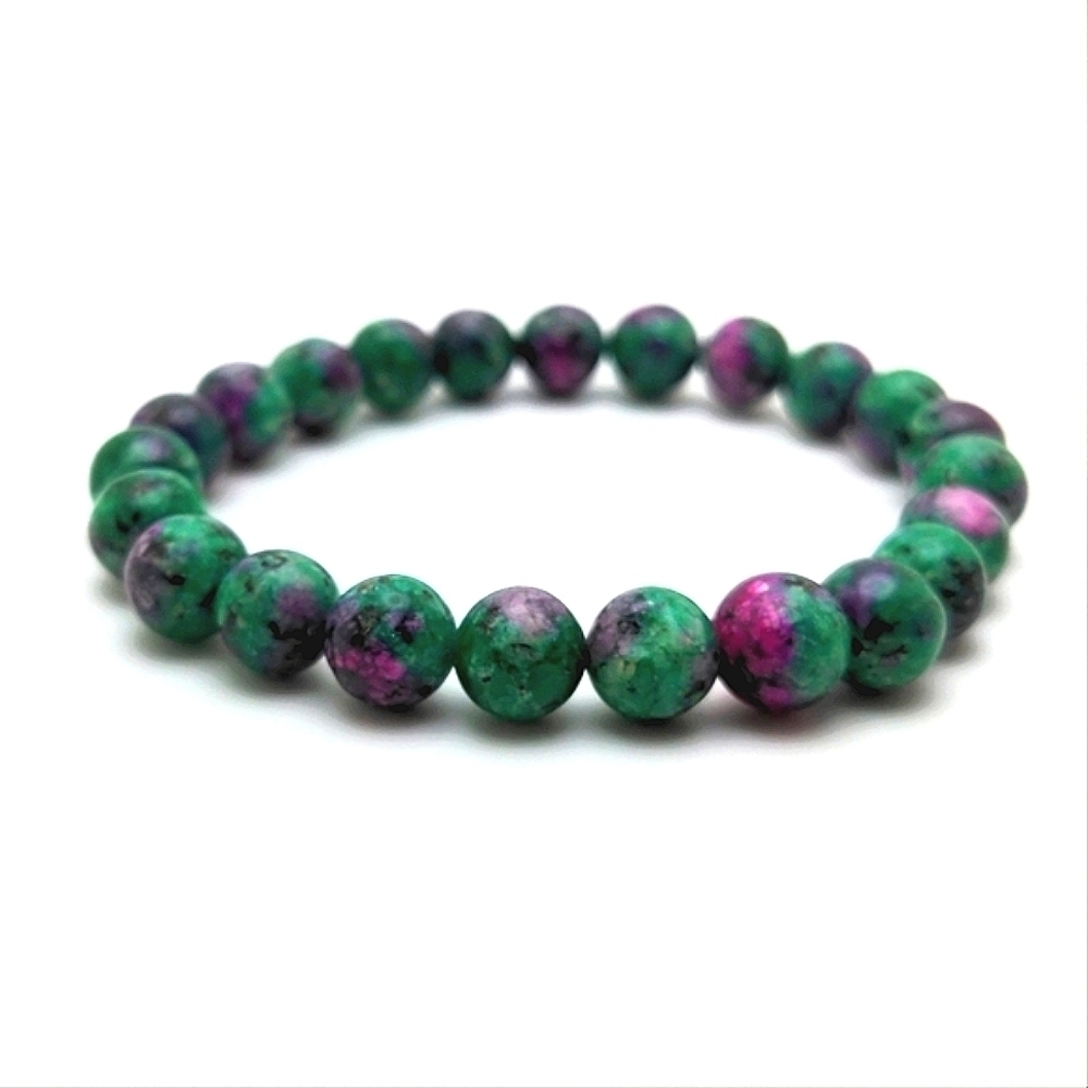 381MIDALANE Ruby Zoisite 8mm Bead Stretch Bracelet